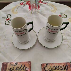 Espresso Knobler (Japan) Vintage 60-70's Two Cups with Saucers